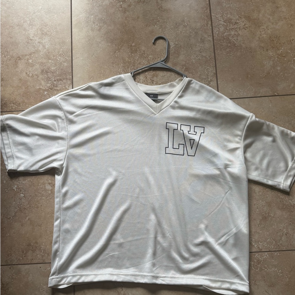 White V-Neck Men's Jersey Shirt